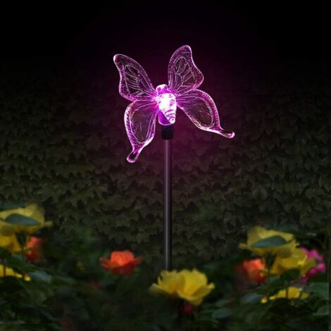 Lot De Lanternes Solaires Jardin Papillon – 8 Papillons Colorés, Aluminium & Fil Cuivre, Étanche IP45, Lumière Blanche Automatique