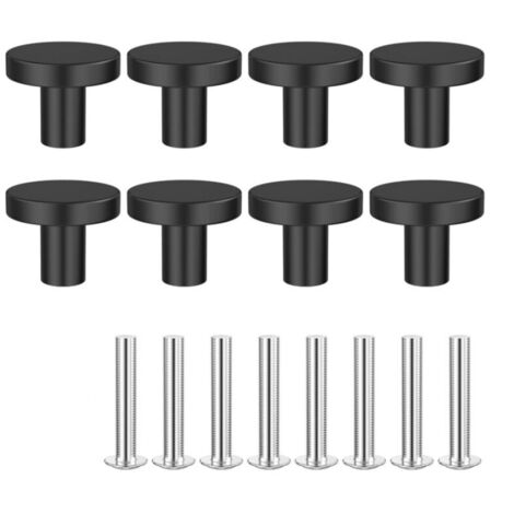 8 poignées de meubles noires, poignées de tiroir 25x20mm, poignées de porte de cuisine avec vis, poignées de porte d'armoire, poignées de meubles noires, poignées d'armoire rondes, poignées d'armoire (1/5)