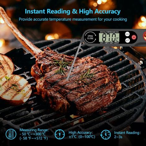 Blaupunkt FTM501 Thermomètre Numérique Pour Barbecue Avec 5 Niveaux De Cuisson Et 8 Types De Viande Thermometre De Cuisine Thermometre A Viande De 20 A 300 Support Magnetique