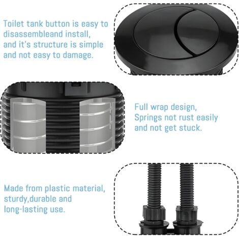 Boutons Chasse D'eau Double Poussoir - Rechange 75x49 Mm, ABS Chromé