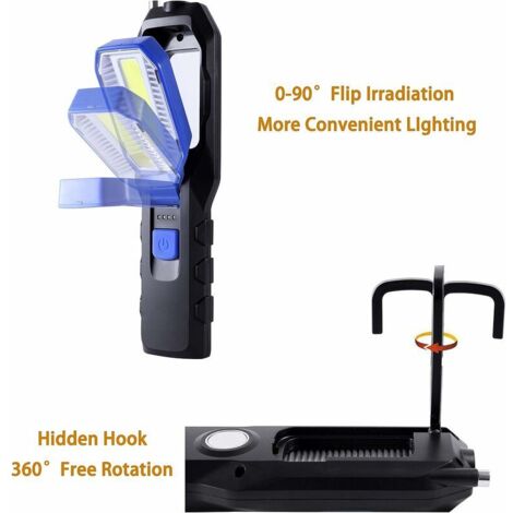 Lampe de Travail Portable LED Cob Rechargeable Aimantée avec Affichage