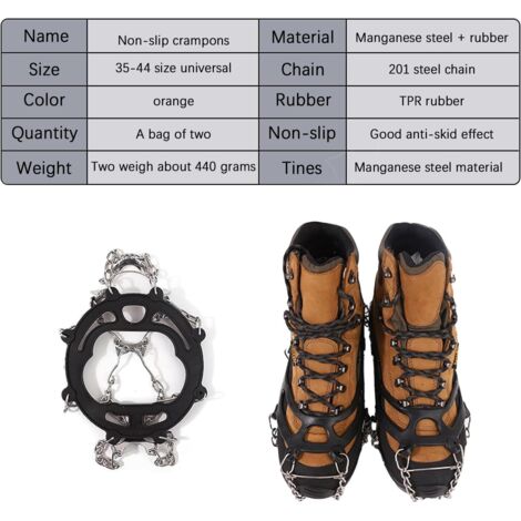 Crampons Pour Bottes De Randonnée TOVTLAN - 19 Pointes Antidérapantes, Snow Grips Pour Neige Et Glace