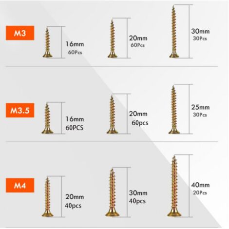 Lot De 100 Vis à Bois M3 X 25mm – Tête Plate Fendue, Laiton, Autotaraudantes, Uxcell