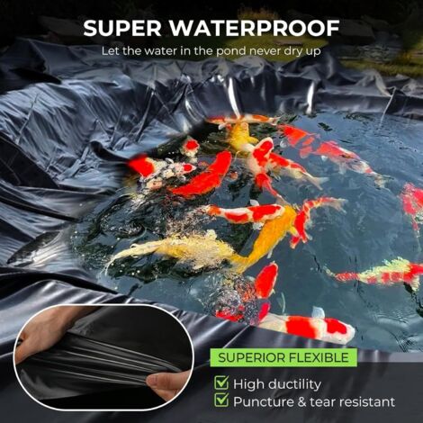 Bâches De Bassin Noir 3mx3m, 4mx4m, 5mx5m, 6mx8m Film De Revêtement De Bassin Flexible | Membrane Imperméable Pour Bassins Sous-couche Robuste | Pour Fontaines, Jardins Aquatiques Et Lacs Artificiels