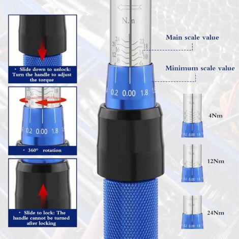 Homshsjhkis 15 Pcs Cle Dynamometrique, 1/4" Clef Dynamometrique, Rotation à 360° Coffret Cliquet, Poignée Ergonomique Clés Conception Antidérapante Pour Vélo, Moto, Voiture Entretien Véhicule