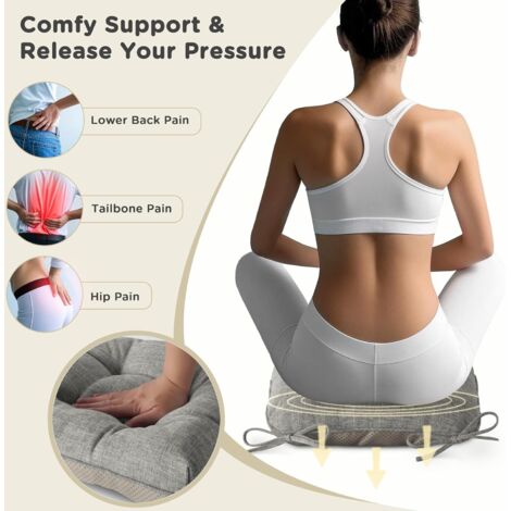 Lot De 4 Coussins De Chaise 35,6x35,6cm - Housse Amovible Lavable, Rembourrage Mousse, Attaches Et Antidérapant - Beige