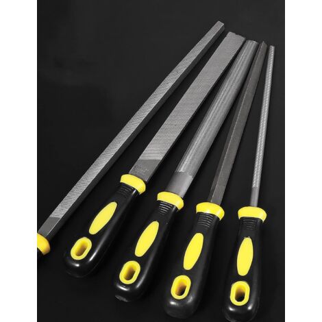 Rolson 24727 Ensemble 5 Limes D'Ingénieur 200 Mm – Poignées Caoutchouc Pour Bois Et Métal