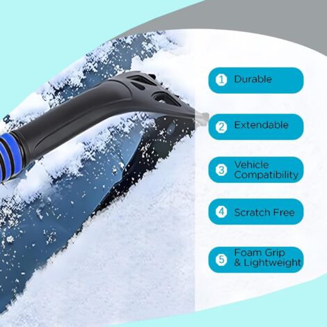 Aicerous Grattoir à Glace Voiture 3-en-1 – Balai Neige Rotatif 360° + Grattoir, Manche Télescopique 90 Cm – Bleu