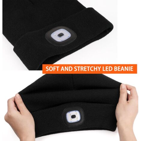 Cappello Con Luce LED Ricaricabile Unisex – Berretto Invernale Caldo Con 6 LED Rimovibili, 3 Modalità Luminose, Per Corsa, Cane, Campeggio, Nero/grigio/rosa