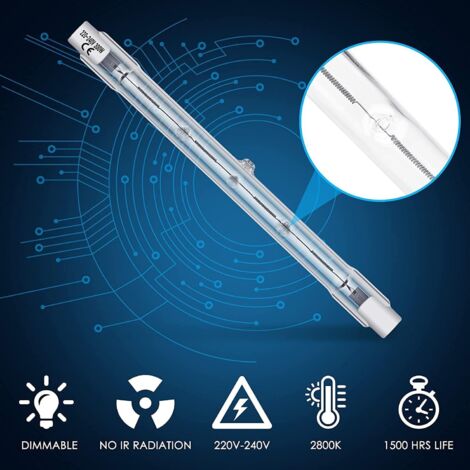 6 Ampoules Halogène R7S 118mm 300W 4480lm - Dimmable, Blanc Chaud 2800K, Lot De 6