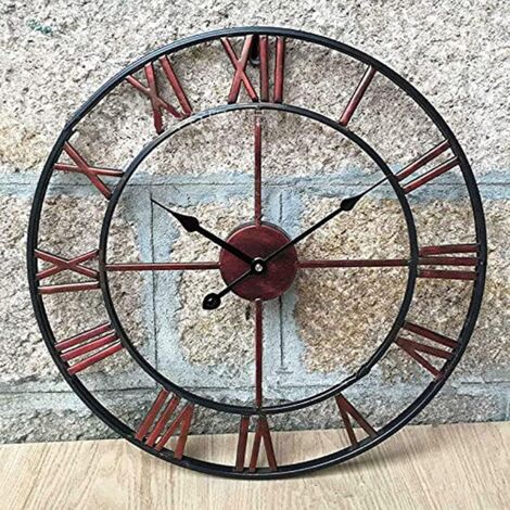 Horloge Jardin Extérieur Grand Rétro 50cm - Chiffres Romains, Fer Forgé, Étanchéité Totale, Intérieur Ou Extérieur (Or)