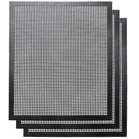 Tapis de gril, tapis de gril antiadhésif réutilisable, 40 x 33 cm, lot de 3 avec bords, noir (1/5)