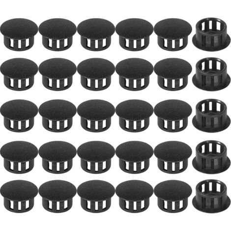 Embouts d'insertion - Embouts de fixation ronds verrouillables - Pour tubes de poteaux de clôture de meubles - 16 mm, 30 unités - Noir (1/5)