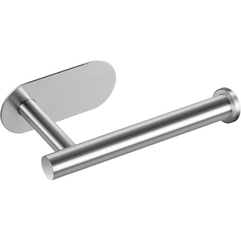 Porte-rouleau de papier toilette autocollant, fond ovale, pour cuisine, salle de bain et toilettes (argenté)
