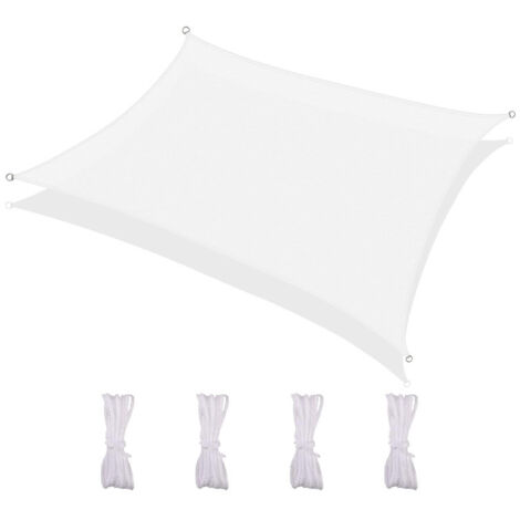 Voile d'ombrage rectangulaire, imperméable et résistant aux UV, pour terrasse, jardin, pelouse, 4 x 4 m, blanc (1/5)