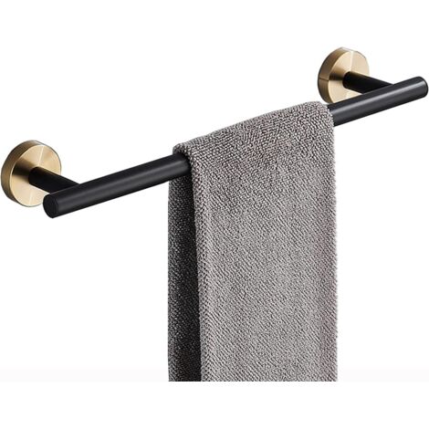 Barre porte-serviettes, porte-serviettes en acier inoxydable, convient pour la salle de bain ou la cuisine (30 cm, noir et or) (1/5)