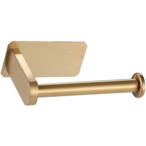 Porte-papier toilette, tube rond à fond carré, autocollant, adapté à la cuisine, à la salle de bain et aux toilettes (doré) (1/4)
