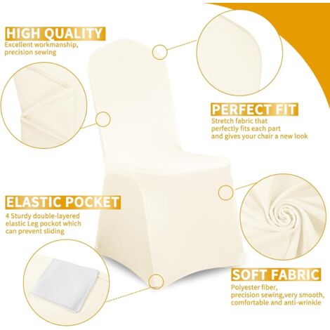 Trimming Shop Champagne Housse de Chaise Spandex Mariage Banquet Fête d'anniversaire Fêtes Dîner Elastique Arqué Devant - Champagne, 1 Trimming Shop Champagne Housse de Chaise Spandex Mariage Banquet Fête d'anniversaire Fêtes Dîner Elastique Arqué Devant - Champagne, 1
