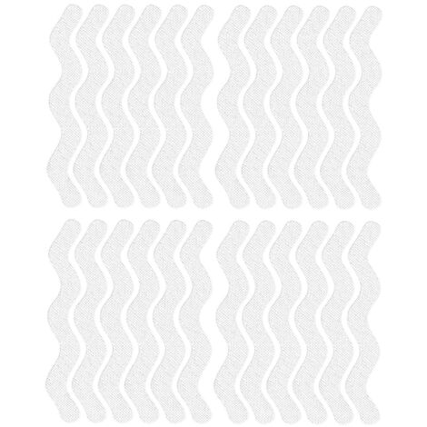 Autocollants de douche antidérapants, en forme de S, pour baignoires, douches, escaliers, 1,3 x 18 cm, 24 pièces, transparents (1/4)