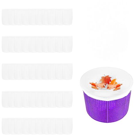 Filtre d'écumoire de piscine, chaussettes d'écumoire de piscine, filet d'écumoire, pour panier de piscine, blanc, 50 pièces (1/5)