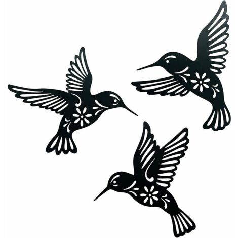 Colibri en métal, 3 pièces, intérieur et extérieur, mur de balcon, cadeau artistique, décoration de maison, Patio (1/5)