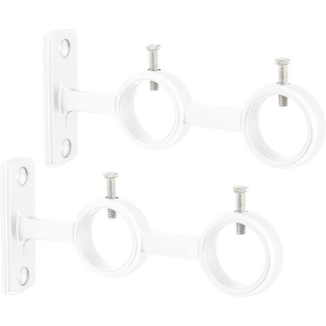 Support de tringle à rideau double, 2 pièces, fixation murale, pour tringle à rideau de diamètre 15-25 mm (blanc) (1/5)