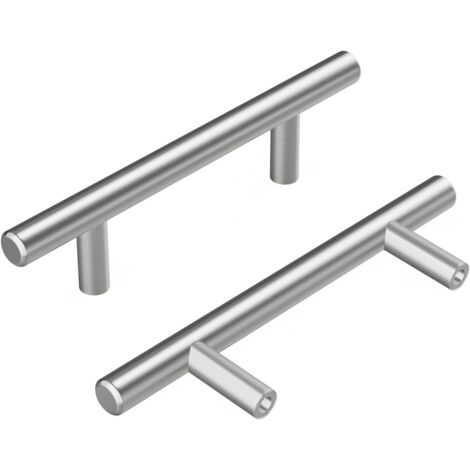 Poignées d'armoire en tube rond, poignées de porte et de tiroir, distance entre les trous 96 mm, argent, 2 pièces (1/5)