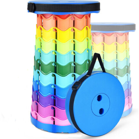 Lot de 2 tabourets pliants portables, hauteur réglable de 6,5 à 45 cm, adaptés aux barbecues et aux voyages, couleur bleue (1/5)