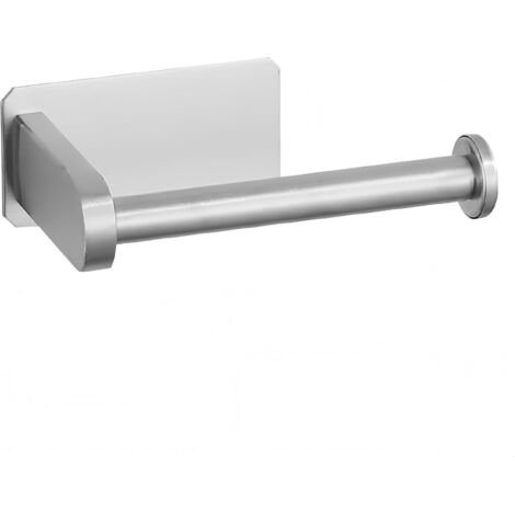 Porte-papier toilette, tube rond à fond carré, autocollant, adapté à la cuisine, à la salle de bain et aux toilettes (brossé) (1/4)