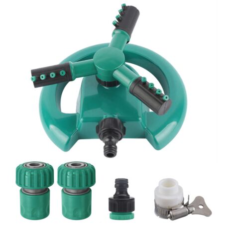Arroseur de jardin rotatif à 360° avec 2 connecteurs d'eau à 6 voies + 1 connecteur standard 4/6 + 1 connecteur universel à 8 broches (1/5)