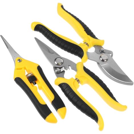 Sécateur, sécateur de jardin, ciseaux de jardinage professionnels pour fleurs, plantes, branches, bonsaï, lot de 3 (jaune) (1/4)