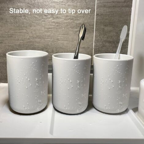 4 Pièces Gobelets Salle De Bain Plastique Grand Volume - Design Nordique Élégant Pour Brosse à Dents, Tasse Hygiénique Pour Toute La Famille (Gris)