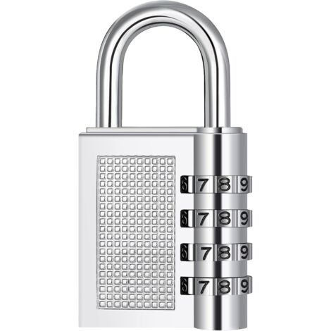 Cadenas à combinaison à 4 chiffres pour casiers scolaires, clôtures et boîtes à outils (argent) (1/4)