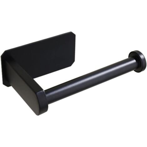 Porte-papier toilette, tube rond, fond carré, autocollant, convient pour la cuisine, la salle de bain et les toilettes (noir) (1/5)