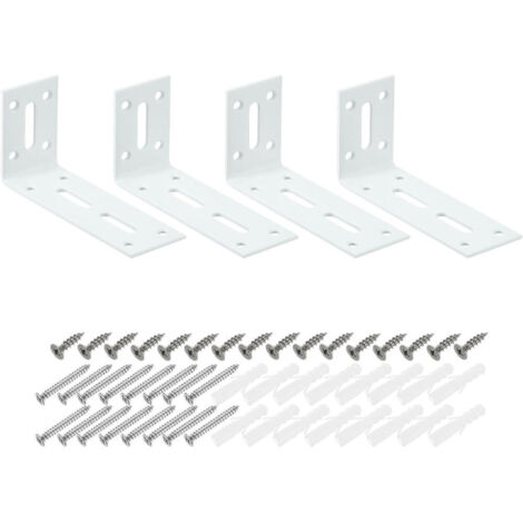 Équerre d'angle en L - Équerre à angle droit avec vis - Pour fixation de meubles et d'étagères - Blanc - 60 x 120 x 40 mm - 4 pièces (1/5)