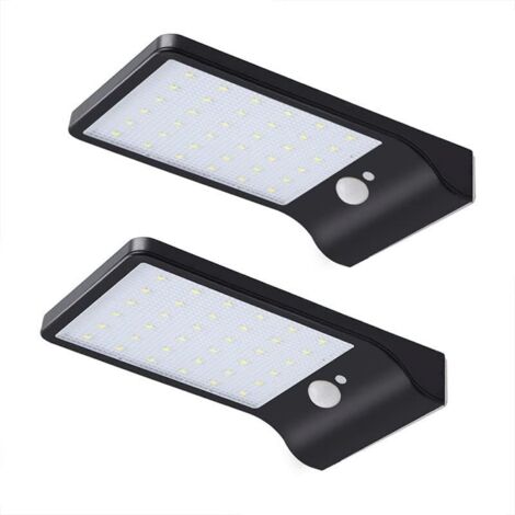 Lampe solaire d'extérieur, applique murale LED pour jardin paysager extérieur, 48LED, noir, 2 pièces (1/4)