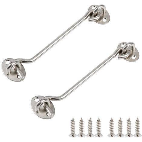 Serrure à crochet et œillet de confidentialité, serrure simple, convient pour porte de grange, argent, 2 pièces (6 pouces) (1/4)