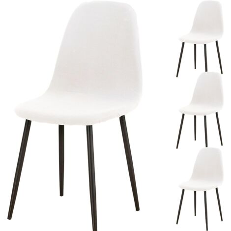 Housses de chaise extensibles - Lavable - Convient pour salon, cuisine et hôtel - Blanc - Lot de 4