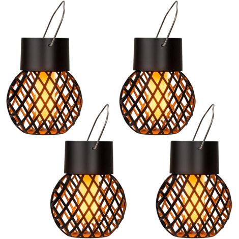 Lot de 4 lampes solaires suspendues d'extérieur, étanches, pour jardin, cour, clôture et arbre (1/5)