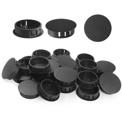 Embouts d'insertion - Embouts de fixation ronds verrouillables - Pour tubes de poteaux de clôture de meubles - 35 mm, 30 unités - Noir (1/5)