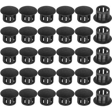 Embouts d'insertion - Embouts de fixation ronds verrouillables - Pour tubes de poteaux de clôture de meubles - 12 mm, 30 unités - Noir (1/5)