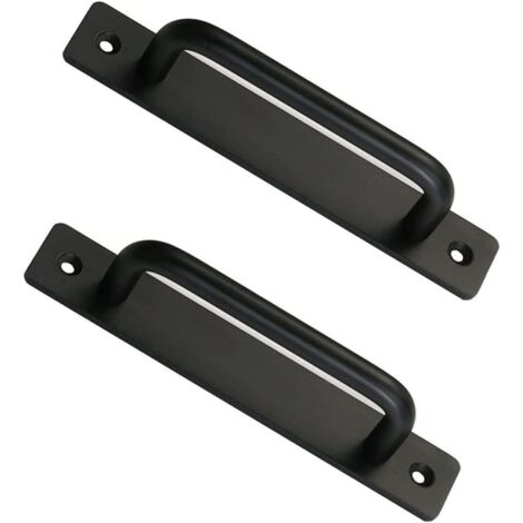 Poignée de porte en alliage d'aluminium, poignée de porte d'armoire, espacement des trous 128 mm, 2 pièces, noir (1/5)