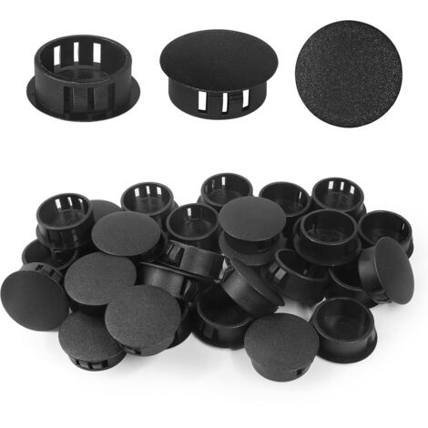 Embouts d'insertion - Embouts de fixation ronds verrouillables - Pour tubes de poteaux de clôture de meubles - 25 mm, 30 unités - Noir (1/5)