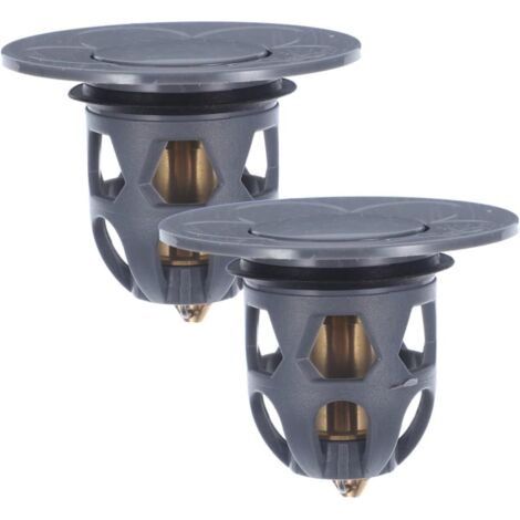 Bouchon de vidange universel pour évier de salle de bain, 2 pièces, gris foncé (convient aux trous de 34 à 40 mm) (1/5)