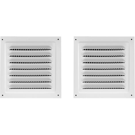 Grilles de ventilation carrées pour portes extérieures, greniers, plafonds, lot de 2 (blanc, 165 x 165 mm)