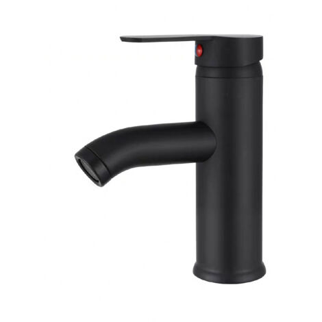 Robinet de salle de bain, robinet monocommande de haute qualité, résistant à l'usure, design rétro élégant avec tuyau d'arrivée, noir, hauteur 165 mm (1/4)