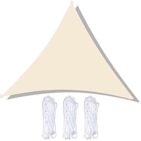 Voile d'ombrage triangulaire imperméable et résistant aux UV pour terrasse, jardin, pelouse, 2 x 2 x 2 m, blanc cassé (1/5)