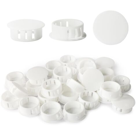 Embouts d'insertion - Embouts de fixation ronds verrouillables - Pour tubes de poteaux de clôture de meubles - 25 mm, 30 unités - Blanc (1/5)
