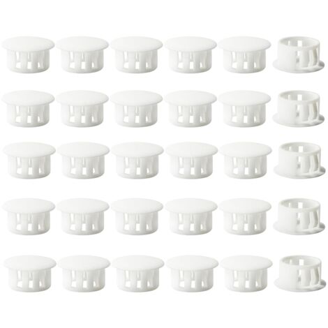 Embouts d'insertion - Embouts de fixation ronds verrouillables - Pour tubes de poteaux de clôture de meubles - 16 mm, 30 unités - Blanc (1/5)