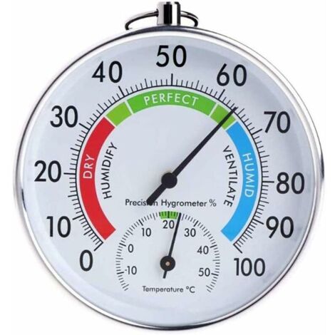 Thermomètre rond intérieur et extérieur, hygromètre de jardin de température (blanc) (1/5)